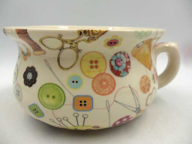 Small Chamber Pot Planter in Sewing Design By Heron Cross Pottery - image 1