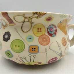 Small Chamber Pot Planter in Sewing Design By Heron Cross Pottery - thumbnail 3