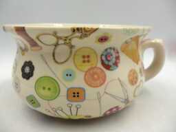 Small Chamber Pot Planter in Sewing Design By Heron Cross Pottery - thumbnail 1