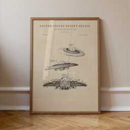 Ufo Flying Saucer Patent Print Vintage Space Wall Art - thumbnail 1