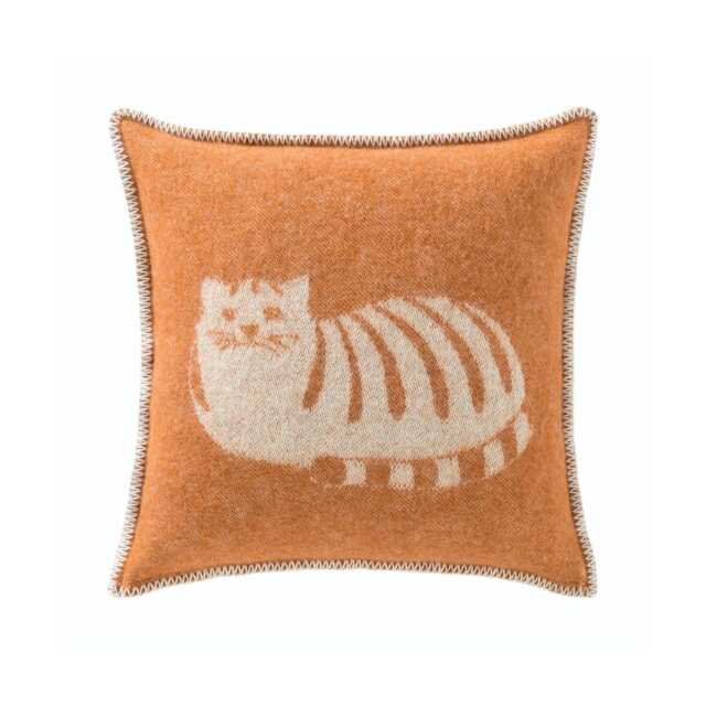 Ginger Cat Cushion Cover - Pure Wool Reversible Square Pillowcase 45 X 45cm/ 18 In - image 1