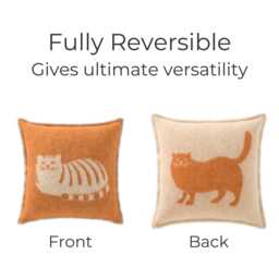 Ginger Cat Cushion Cover - Pure Wool Reversible Square Pillowcase 45 X 45cm/ 18 In - thumbnail 3