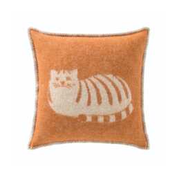 Ginger Cat Cushion Cover - Pure Wool Reversible Square Pillowcase 45 X 45cm/ 18 In