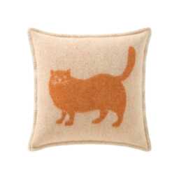 Ginger Cat Cushion Cover - Pure Wool Reversible Square Pillowcase 45 X 45cm/ 18 In - thumbnail 2