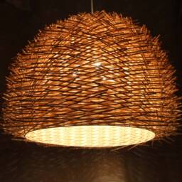 Rustic Rattan Bird Nest Pendant Light - 21.5 Inch Diameter - thumbnail 2