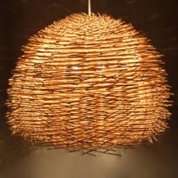 Rustic Rattan Bird Nest Pendant Light - 21.5 Inch Diameter - thumbnail 3