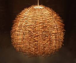 Rustic Rattan Bird Nest Pendant Light - 21.5 Inch Diameter - thumbnail 1