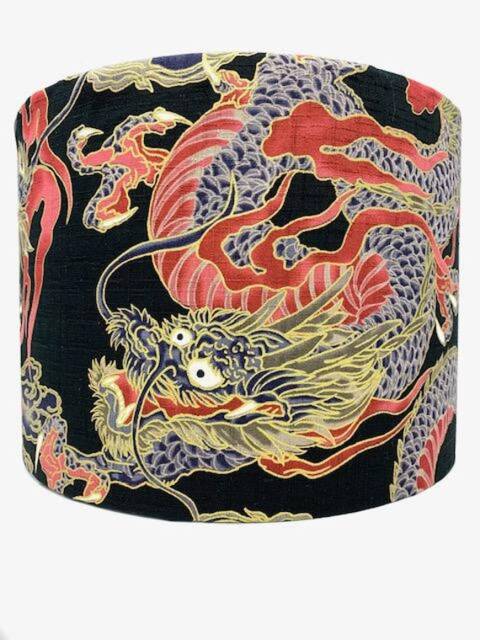Japanese Dragon Lampshade Gold & Black Oriental Style - image 1