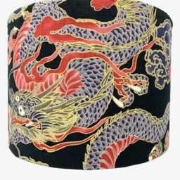 Japanese Dragon Lampshade Gold & Black Oriental Style - thumbnail 4