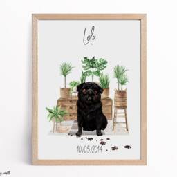 Personalized Pug Print, Custom Dog Portrait, Pet Memorial Art - thumbnail 3