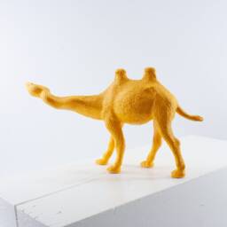 Handmade Camel Snake Head Sculpture Yellow Varnished Figurine - thumbnail 3