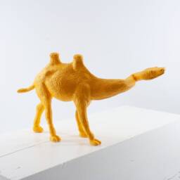 Handmade Camel Snake Head Sculpture Yellow Varnished Figurine - thumbnail 2