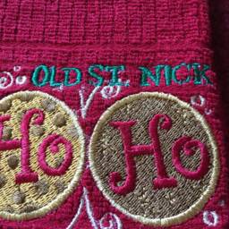 Set Of Red Embroidered Christmas Hand Towels Bathroom Decor Towels, Decorations Snow Globe Towel Santa - thumbnail 3
