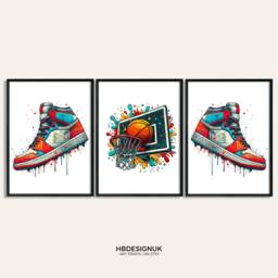 Basketball Poster Print For Boys - Set Of 3 Posters - Teen Room Decor Art Bedroom Watercolour Artwork Design - thumbnail 1