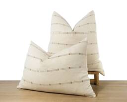 Textured Stripe Pillow Cover - Cream/Ivory/Beige Throw Minimalist Decor -- 20x20 Square 14x20 Lumbar Insert Available