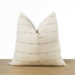 Textured Stripe Pillow Cover - Cream/Ivory/Beige Throw Minimalist Decor -- 20x20 Square 14x20 Lumbar Insert Available - thumbnail 2