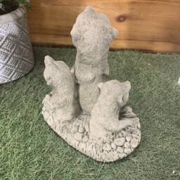 Stone Garden Submerged Digging Meerkat Family Statue Ornament - thumbnail 3