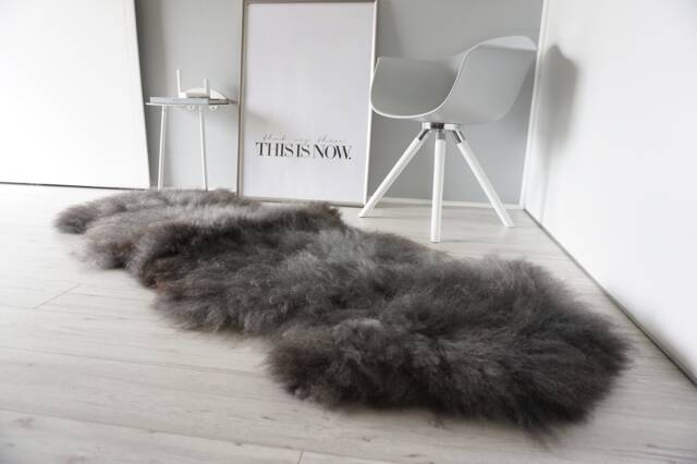 Scandinavian Pelssau Sheepskin Rug Silky Curly Wool, Silver Grey Ash Mix - image 1