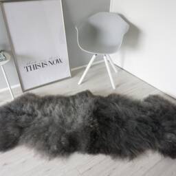 Scandinavian Pelssau Sheepskin Rug Silky Curly Wool, Silver Grey Ash Mix - thumbnail 2