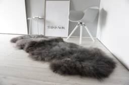 Scandinavian Pelssau Sheepskin Rug Silky Curly Wool, Silver Grey Ash Mix