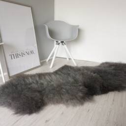 Scandinavian Pelssau Sheepskin Rug Silky Curly Wool, Silver Grey Ash Mix - thumbnail 3