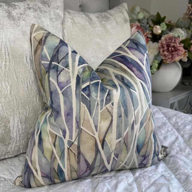 Handmade Voyage Maison Cushion Cover, Decorative Throw Pillow Modern Blue Abstract Trees Cover For Sofa , Bed Or Chair - image 1