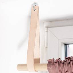 Hanging Dowel Holder, Clothing Rack, Leather Ceiling Straps, Rod Holders, Scandinavian Decor, Window Treatment, Curtain Holder - thumbnail 3