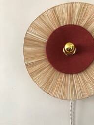 Portable Wall Light in Raffia & Washed Linen, Terracotta Color - Fixed Version On Request Fiorella - thumbnail 3