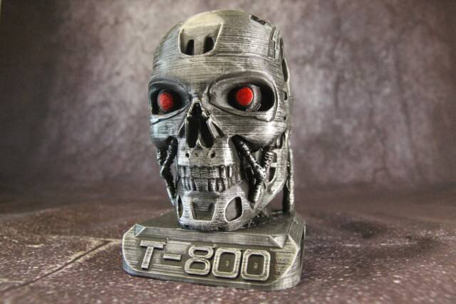 Terminator T-800 Sculpture - Statue Bust, 3D Printed Terminator, Pen Holder Gift For Him, Christmas - image 1