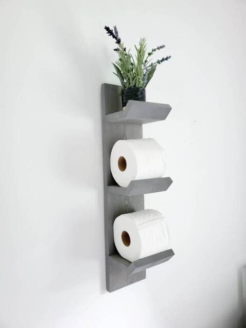Handmade Wood Toilet Paper Shelf, Bathroom Floating Storage - image 1