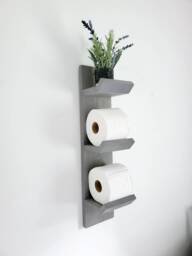 Handmade Wood Toilet Paper Shelf, Bathroom Floating Storage - thumbnail 1