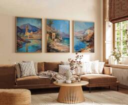 Set Of 3 Oman Poster, Arabian Peninsula Desert Mountain Beach Travel Decor, Wall Art, Art - thumbnail 1
