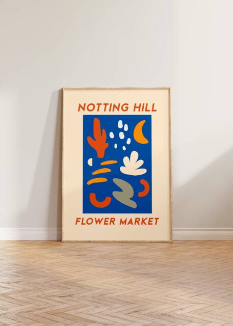 Flower Market Print Poster, Print, Retro Notting Hill Abstract Art, London - image 1