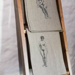 Embroidered Linen Sauna Towel Natural Spa Bath Towel - thumbnail 4