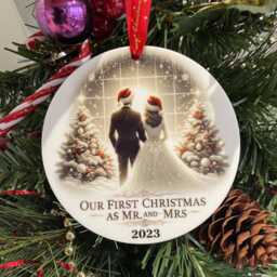 Our First Christmas As Mr & Mrs Bauble- & Baubles- Couples Gift- Wedding Ornament- Married - thumbnail 3