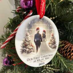 Our First Christmas As Mr & Mrs Bauble- & Baubles- Couples Gift- Wedding Ornament- Married - thumbnail 2