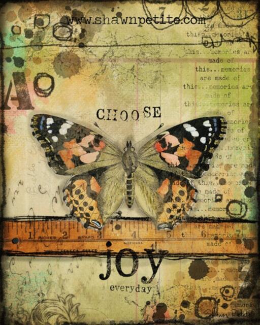 Choose Joy Every Day, Butterfly Series, Print To Be Framed - Ptbf Shawn Petite, Wall D??cor, Mixed Media, Stencils, Art - image 1