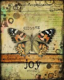 Choose Joy Every Day, Butterfly Series, Print To Be Framed - Ptbf Shawn Petite, Wall D??cor, Mixed Media, Stencils, Art - thumbnail 1