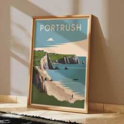 Portrush Coastal Print Northern Ireland Travel Poster - thumbnail 3