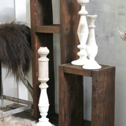 Side Table & Stool Made Of Wood, Brown - thumbnail 4