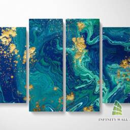 Abstract Blue Gold Marble Canvas Art Split Panel Wall Print Picture Home Decor -C181 - thumbnail 3