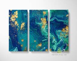 Abstract Blue Gold Marble Canvas Art Split Panel Wall Print Picture Home Decor -C181 - thumbnail 1