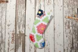 Vintage Hand-Stitched Quilt Christmas Stocking Grandma's Garden Decor - thumbnail 1