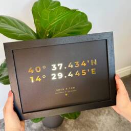 Custom Latitude Coordinates - Metallic Foil Print Gold, Silver Wedding, Birthday, Anniversary, Christmas, Valentine's Day A4 A3 - thumbnail 2