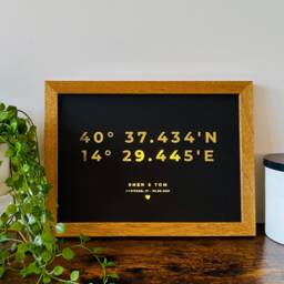 Custom Latitude Coordinates - Metallic Foil Print Gold, Silver Wedding, Birthday, Anniversary, Christmas, Valentine's Day A4 A3 - thumbnail 3