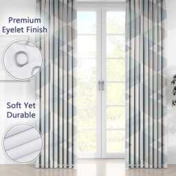 Scandi Neutral Blue Triangle Blackout Curtains Geometric Nordic Eyelet Thermal Drapes Beige Navy Minimalist Bedroom Living Room Window Decor - thumbnail 4
