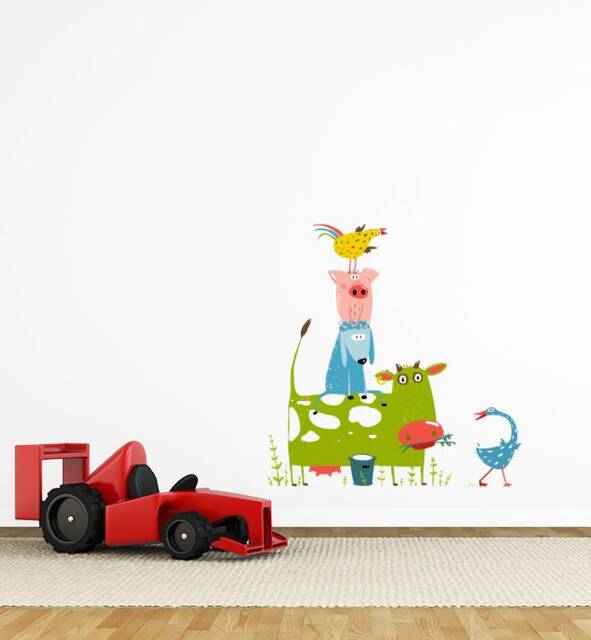 Farm Animals All Stacked Wall Sticker Decal - Kids Stickers, Childrens Decals, Art, Room