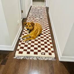 Handwoven Wool Checkered Rug, Moroccan Berber Style - thumbnail 4