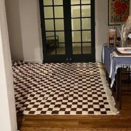 Handwoven Wool Checkered Rug, Moroccan Berber Style - thumbnail 3