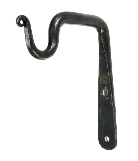 2 Curtain Rod Holders, Hand Forged Pole Brackets Kitchen S Rack Utensils Hanger Wrought Iron Strong Metal Wall Hooks For Mobile Pot Bag Pair - image 1